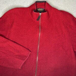 Vintage Woolrich Sweater Women XL Red Full Zip 100% Wool Pockets Jacket Pullover